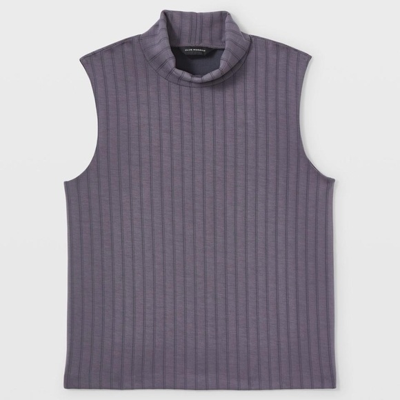 CLUB MONACO Grey Ribbed Turtleneck Tank Top Shell - Picture 1 of 4